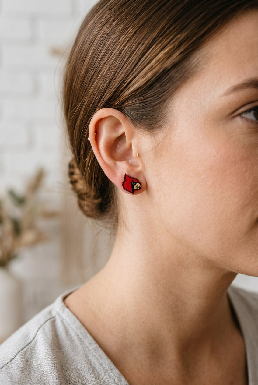 Cardinal Head Stud Earrings